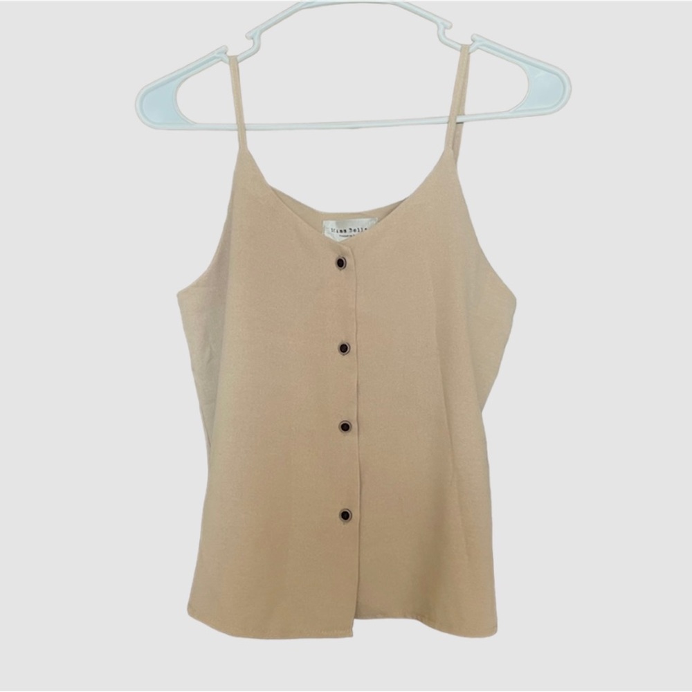 Beige Button Tank Top